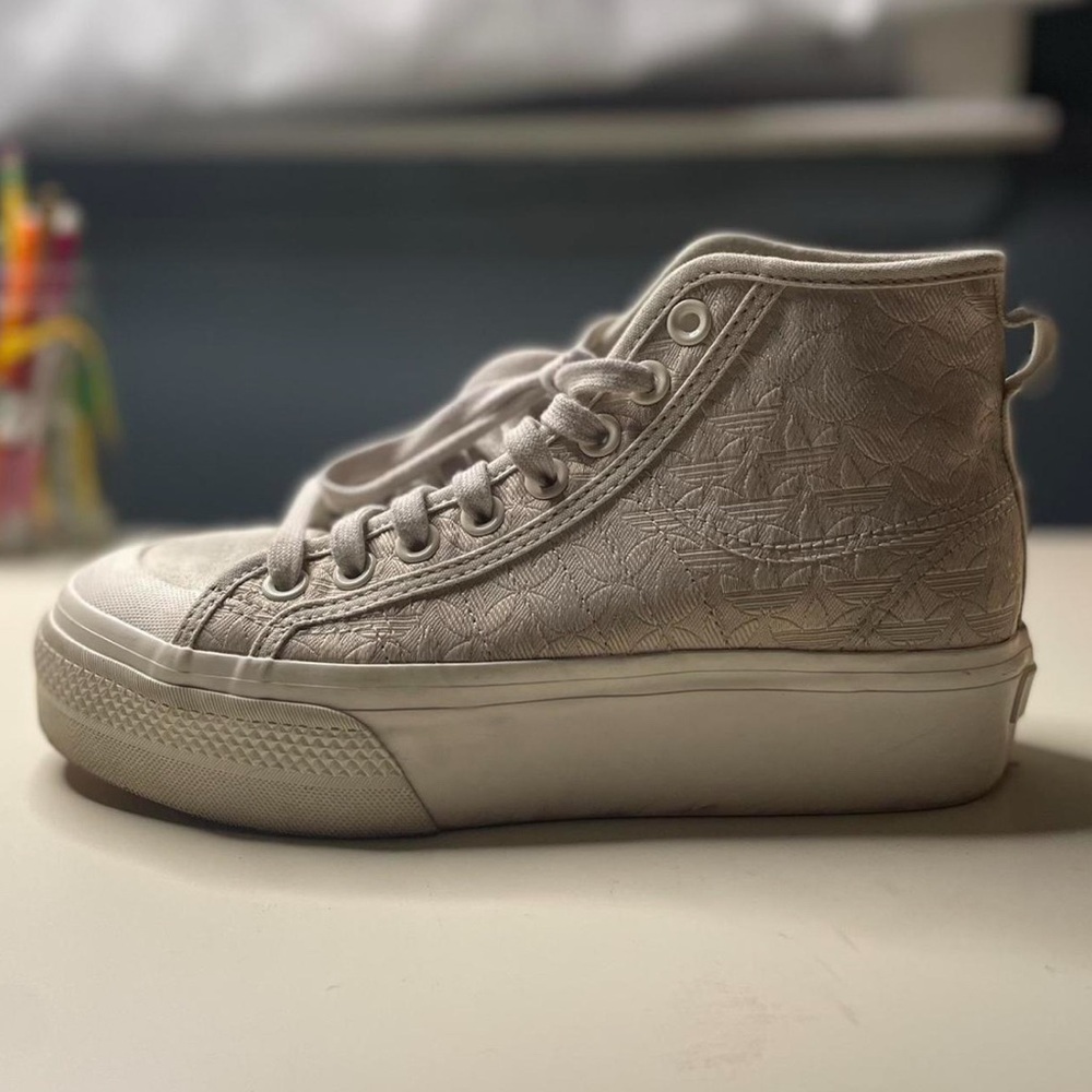 Adidas Nizza Beige Platform High Tops Women’s 7 Rare - Picture 3 of 7